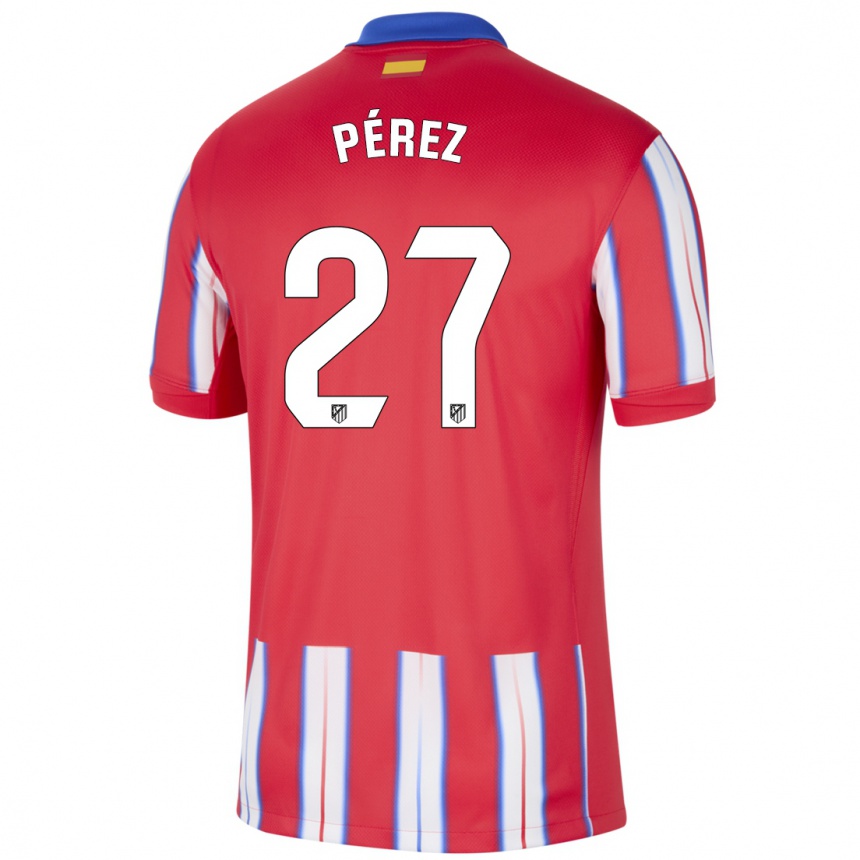 גברים כדורגל Noé Pérez #27 אדום לבן כחול ג'רזי ביתית 2024/25