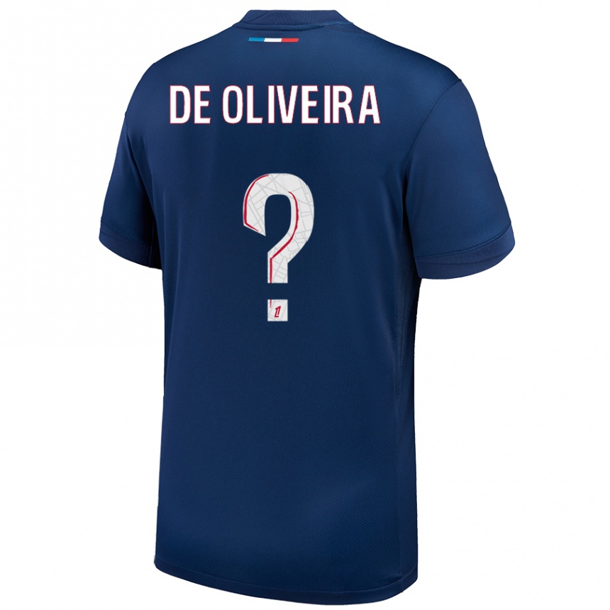 גברים כדורגל Mathieu De Oliveira #0 כחול נייבי לבן ג'רזי ביתית 2024/25