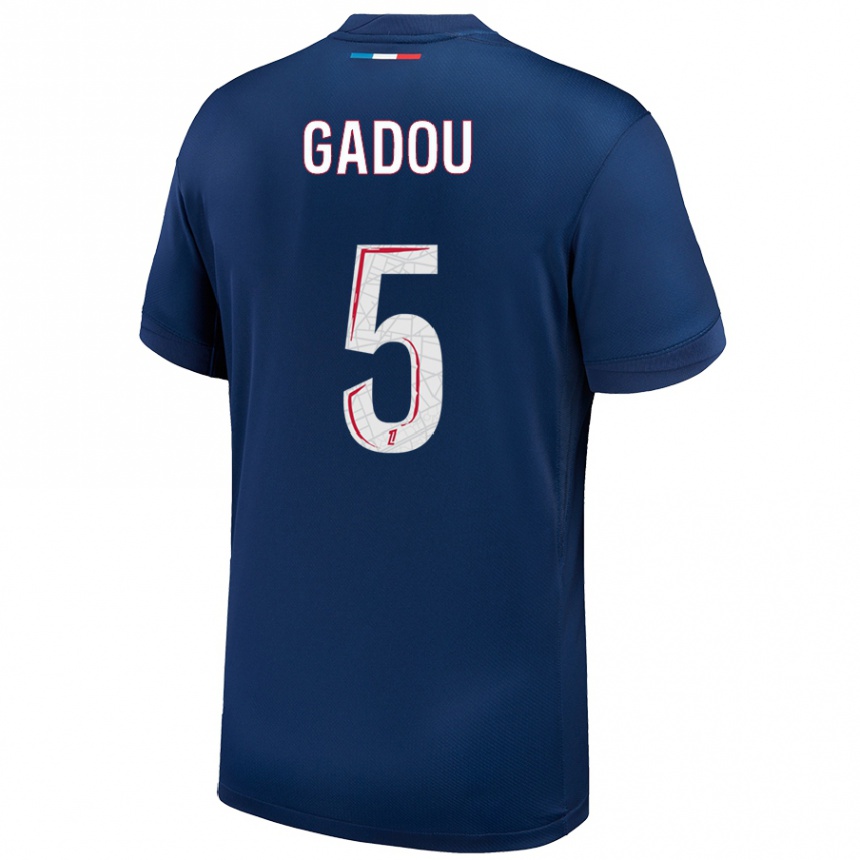 גברים כדורגל Joane Gadou #5 כחול נייבי לבן ג'רזי ביתית 2024/25