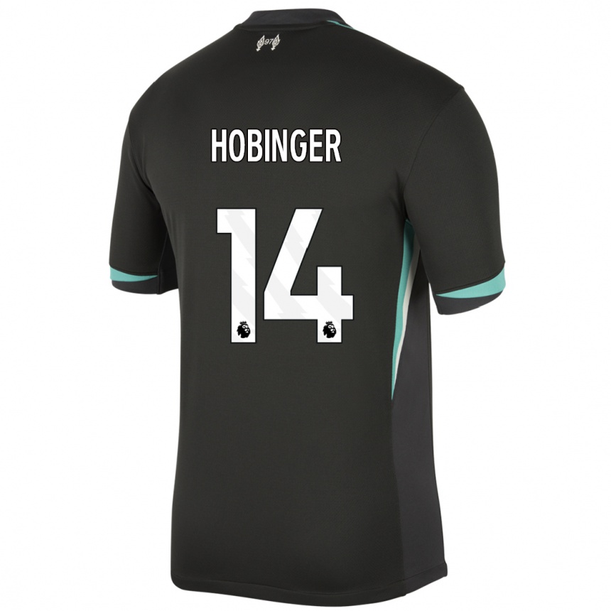 גברים כדורגל Marie Höbinger #14 שחור אנתרציט לבן הרחק ג'רזי 2024/25