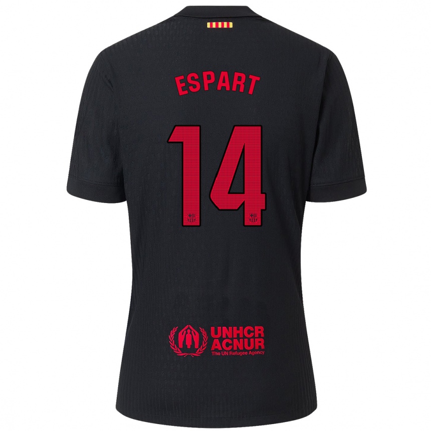 גברים כדורגל Xavi Espart #14 שחור אדום הרחק ג'רזי 2024/25
