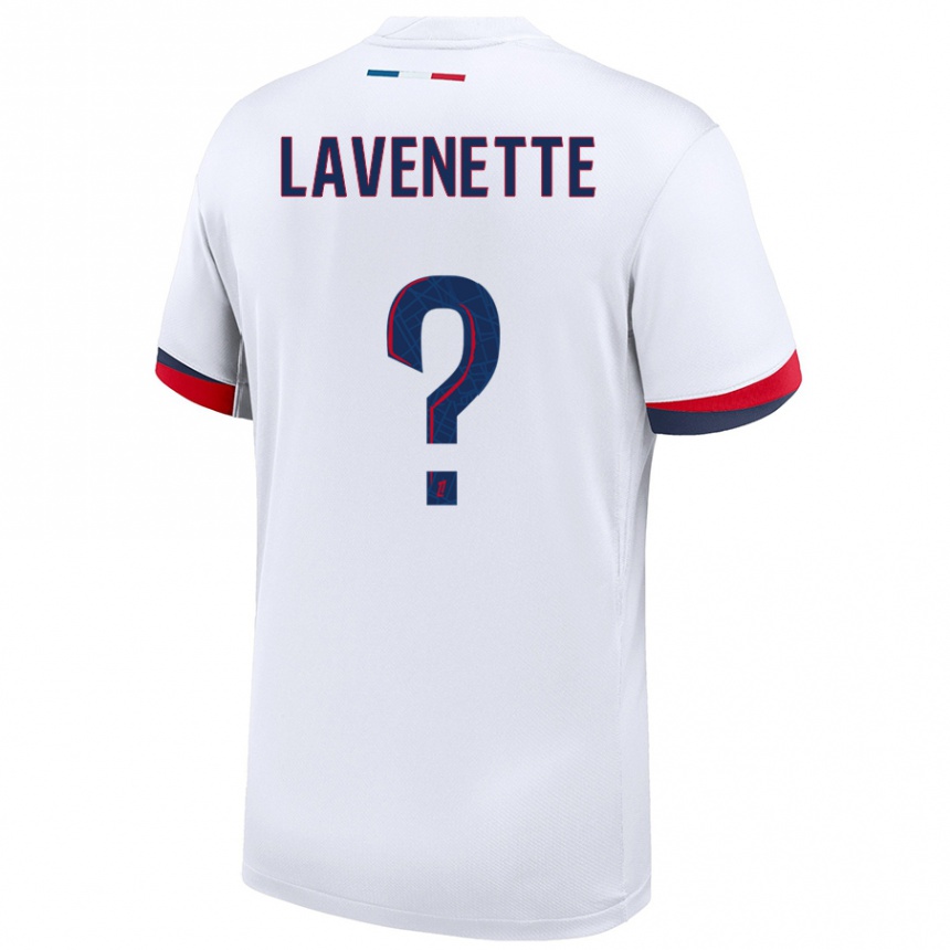 גברים כדורגל Mathias Lavenette #0 לבן כחול אדום הרחק ג'רזי 2024/25