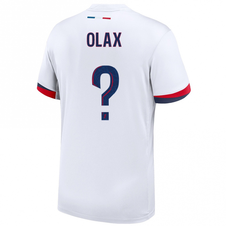 גברים כדורגל Djamy Olax #0 לבן כחול אדום הרחק ג'רזי 2024/25