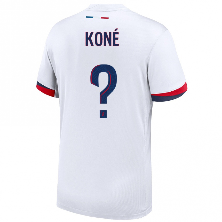 גברים כדורגל Zanga Koné #0 לבן כחול אדום הרחק ג'רזי 2024/25