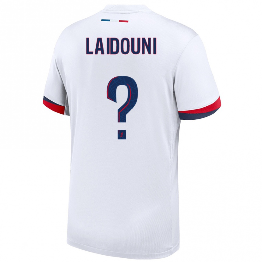 גברים כדורגל Adam Laidouni #0 לבן כחול אדום הרחק ג'רזי 2024/25