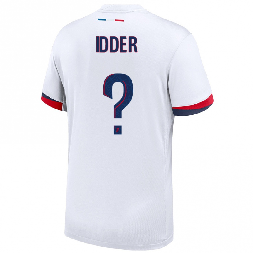 גברים כדורגל Younes Idder #0 לבן כחול אדום הרחק ג'רזי 2024/25