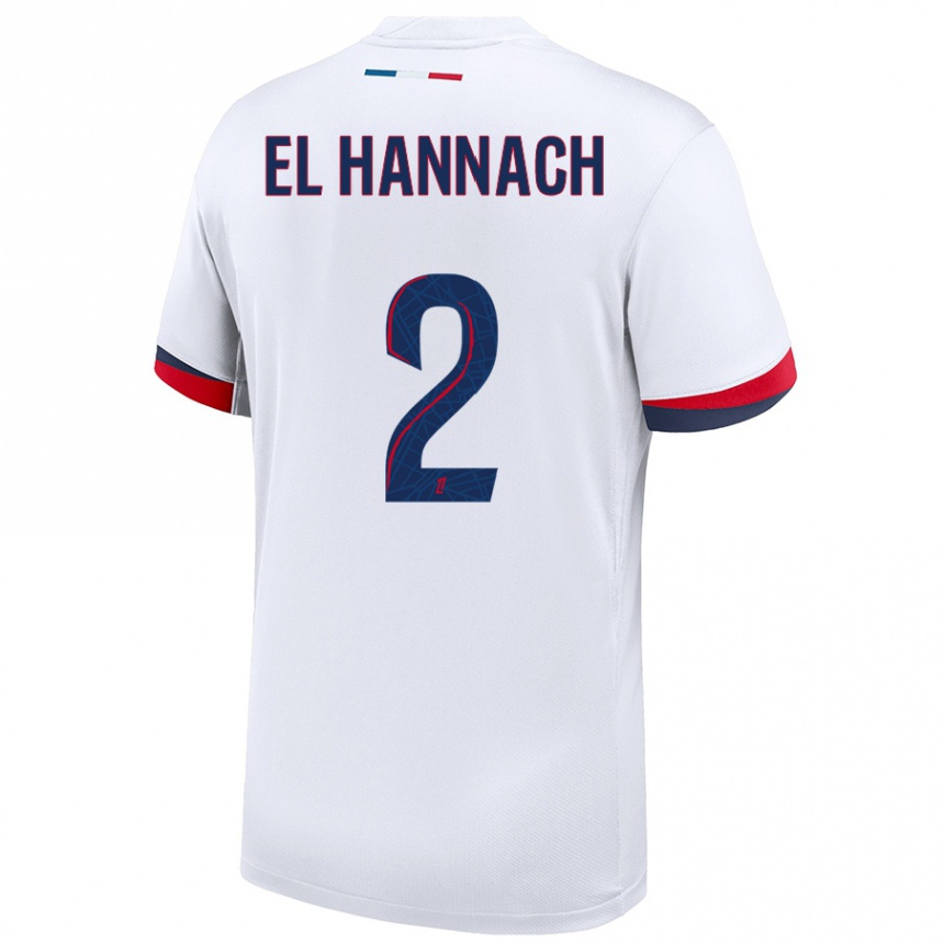 גברים כדורגל Naoufel El Hannach #2 לבן כחול אדום הרחק ג'רזי 2024/25
