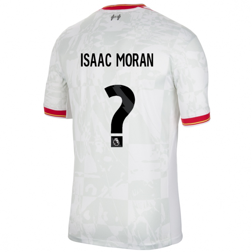 גברים כדורגל Isaac Moran #0 לבן אדום שחור ג'רזי קיט שלישי 2024/25
