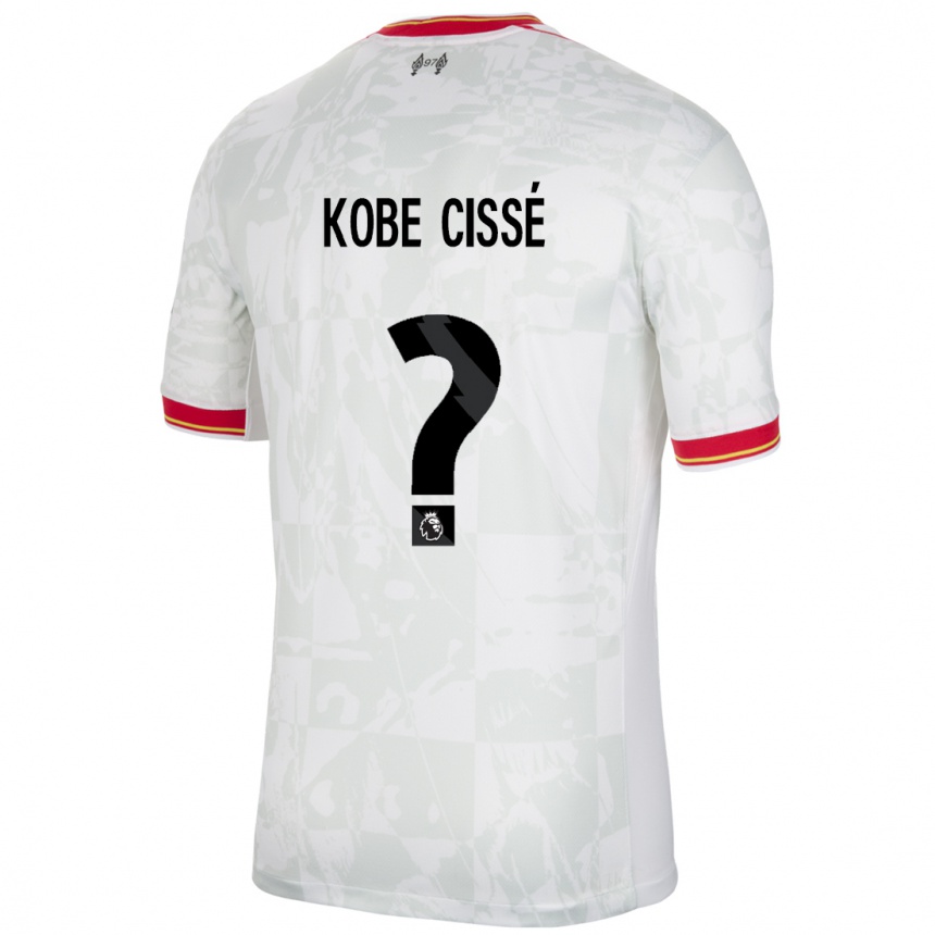 גברים כדורגל Prince Kobe Cissé #0 לבן אדום שחור ג'רזי קיט שלישי 2024/25