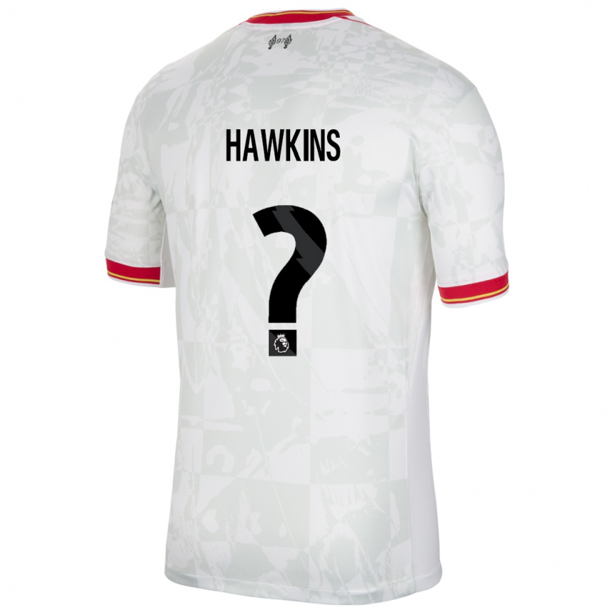 גברים כדורגל Max Hawkins #0 לבן אדום שחור ג'רזי קיט שלישי 2024/25