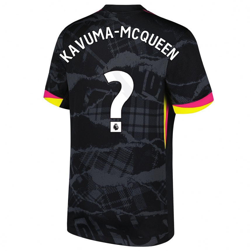 גברים כדורגל Ryan Kavuma-Mcqueen #0 שחור ורוד ג'רזי קיט שלישי 2024/25