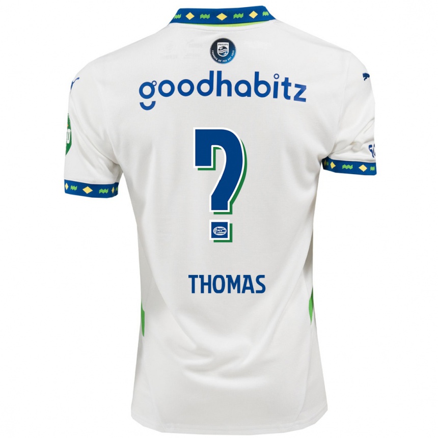 גברים כדורגל Ayodele Thomas #0 לבן כחול כהה ג'רזי קיט שלישי 2024/25