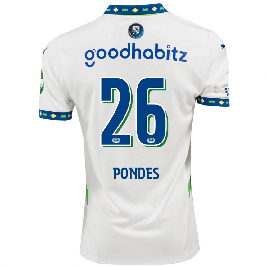 גברים כדורגל Moon Pondes #26 לבן כחול כהה ג'רזי קיט שלישי 2024/25