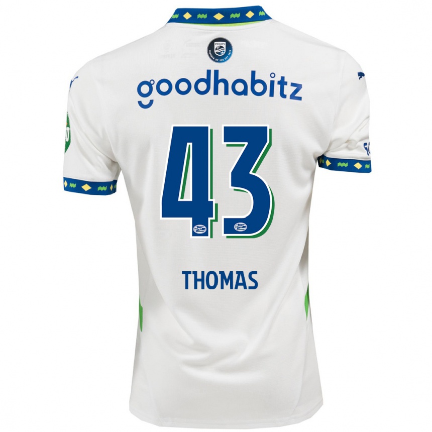 גברים כדורגל Kealyn Thomas #43 לבן כחול כהה ג'רזי קיט שלישי 2024/25