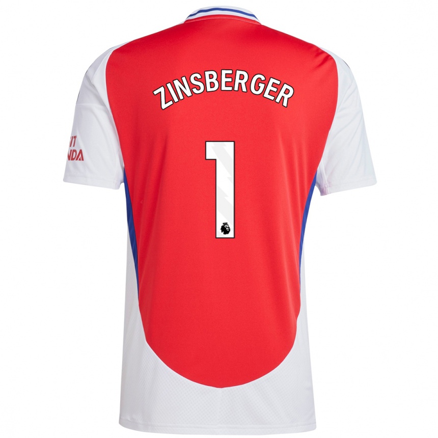 נשים כדורגל Manuela Zinsberger #1 אדום לבן ג'רזי ביתית 2024/25