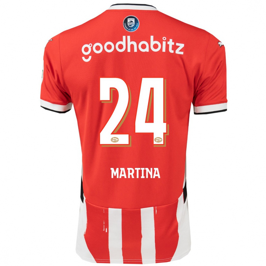 נשים כדורגל Shijona Martina #24 אדום לבן ג'רזי ביתית 2024/25