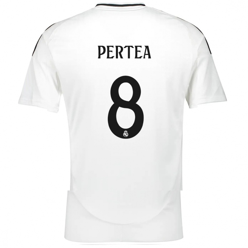 נשים כדורגל Raul Pertea #8 לָבָן ג'רזי ביתית 2024/25