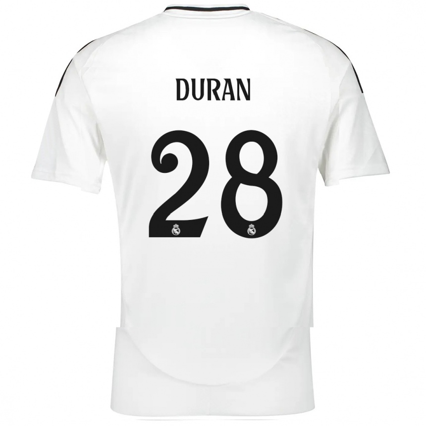 נשים כדורגל Pol Duran #28 לָבָן ג'רזי ביתית 2024/25
