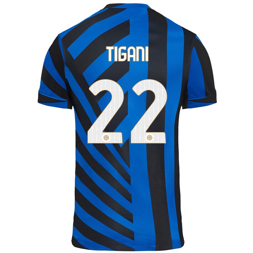 נשים כדורגל Edoardo Tigani #22 כחול שחור ג'רזי ביתית 2024/25