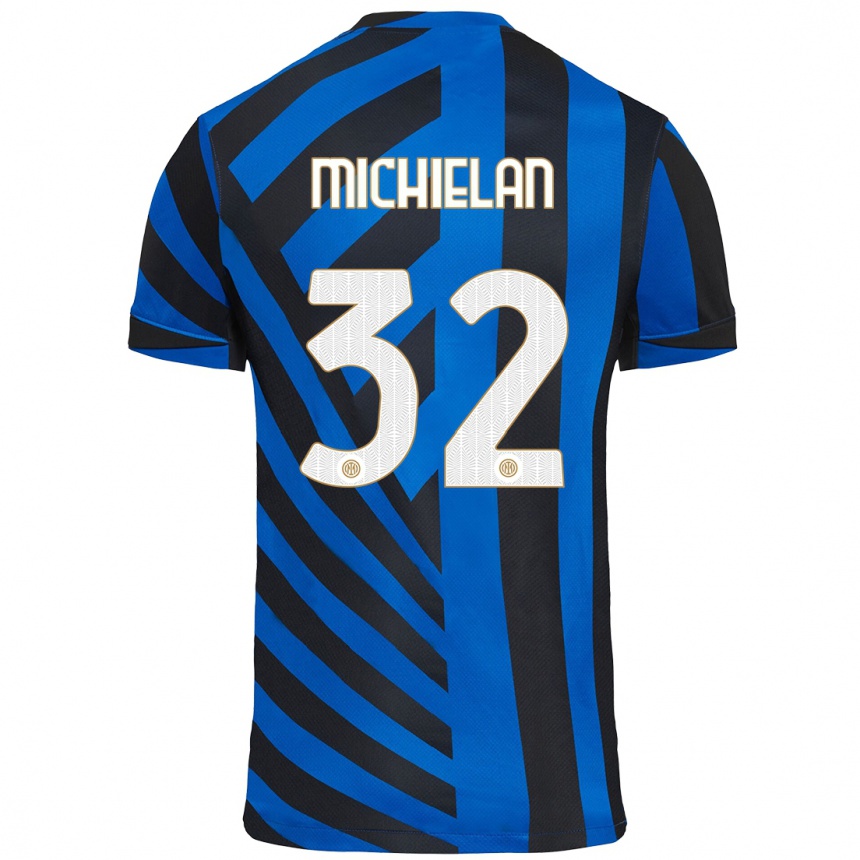 נשים כדורגל Mattia Michielan #32 כחול שחור ג'רזי ביתית 2024/25