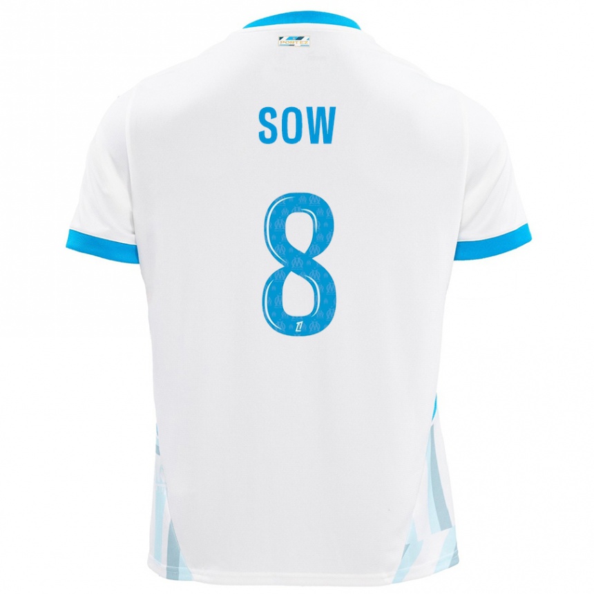 נשים כדורגל Mbayang Sow #8 שמים כחולים לבנים ג'רזי ביתית 2024/25