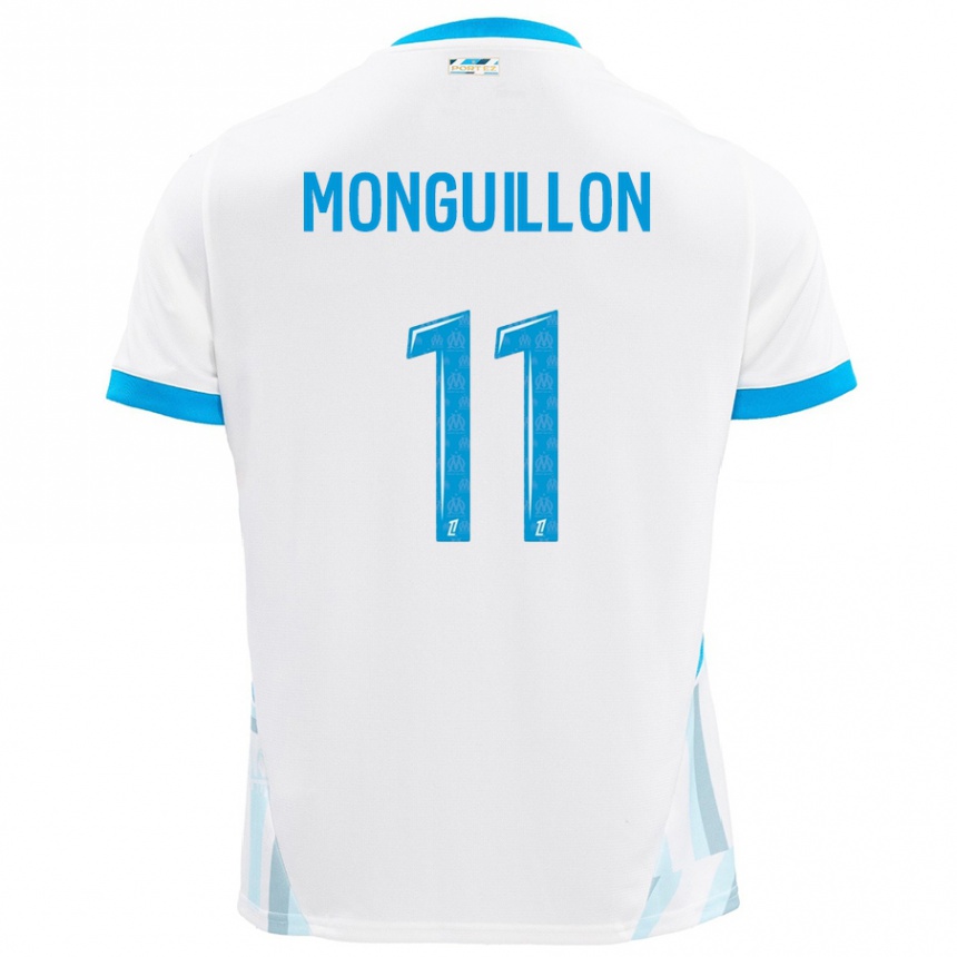 נשים כדורגל Coralie Monguillon #11 שמים כחולים לבנים ג'רזי ביתית 2024/25