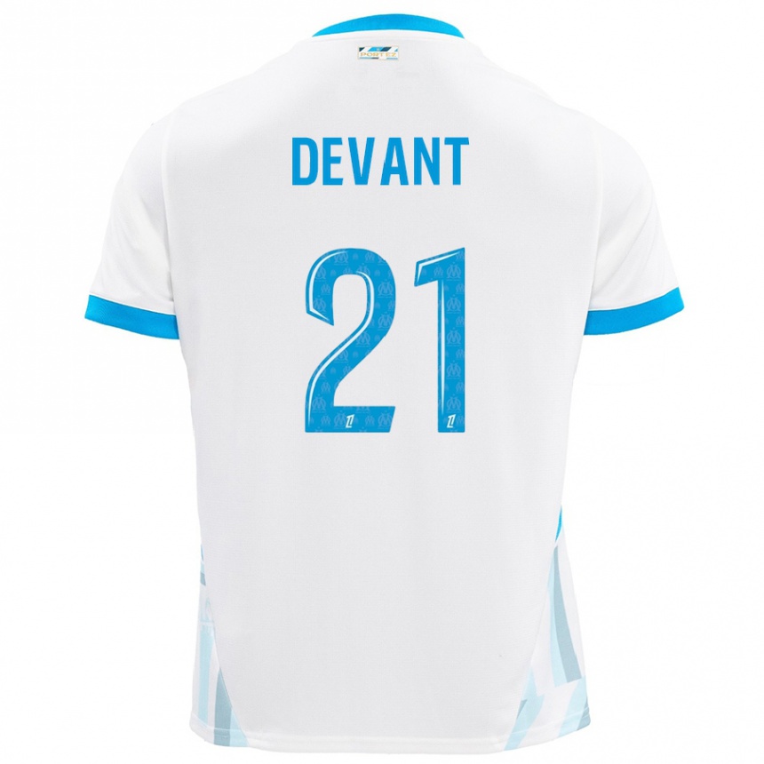נשים כדורגל Caroline Devant #21 שמים כחולים לבנים ג'רזי ביתית 2024/25