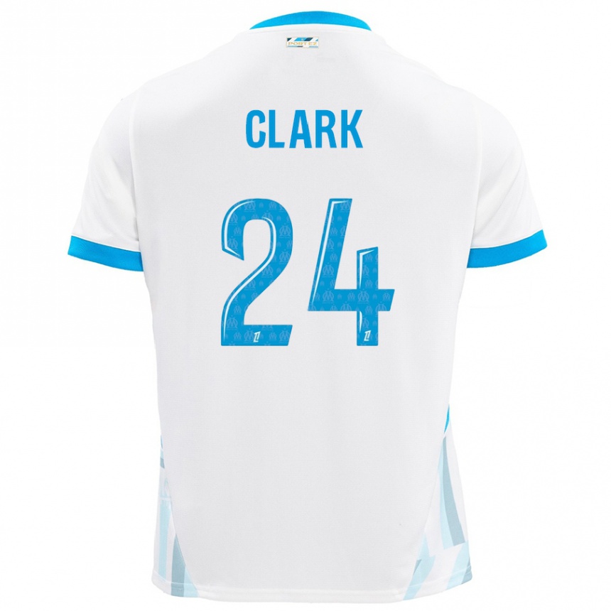 נשים כדורגל Ashley Clark #24 שמים כחולים לבנים ג'רזי ביתית 2024/25