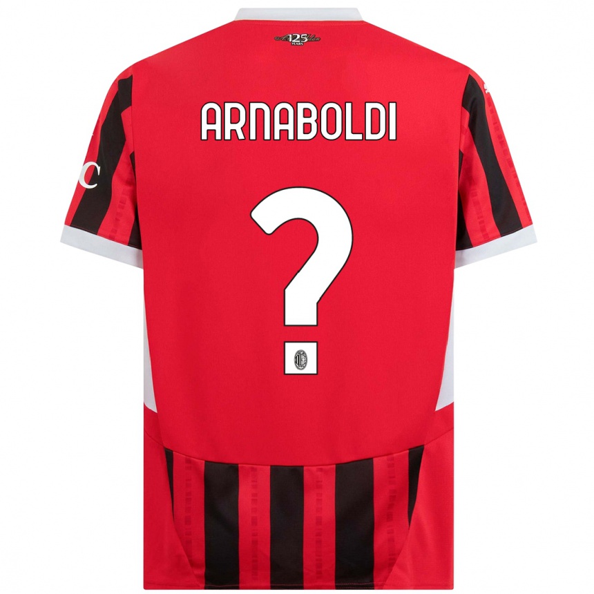 נשים כדורגל Pietro Arnaboldi #0 אדום שחור ג'רזי ביתית 2024/25