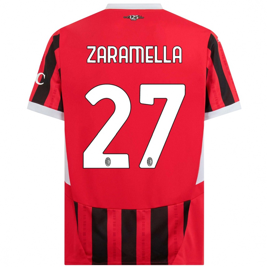 נשים כדורגל Mattia Zaramella #27 אדום שחור ג'רזי ביתית 2024/25