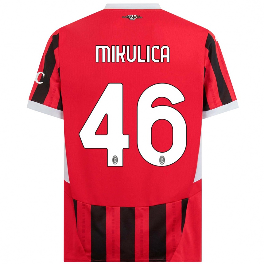 נשים כדורגל Petra Mikulica #46 אדום שחור ג'רזי ביתית 2024/25