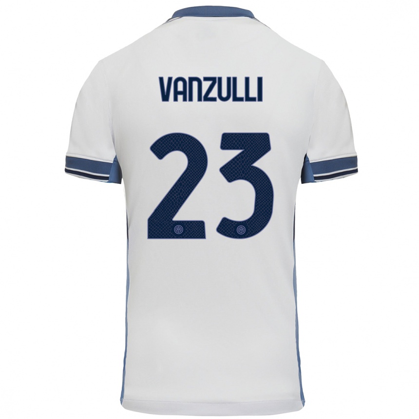 נשים כדורגל Marco Vanzulli #23 לבן אפור הרחק ג'רזי 2024/25