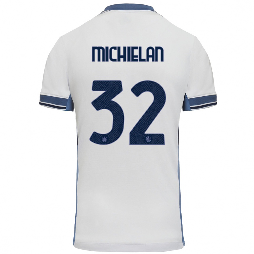 נשים כדורגל Mattia Michielan #32 לבן אפור הרחק ג'רזי 2024/25