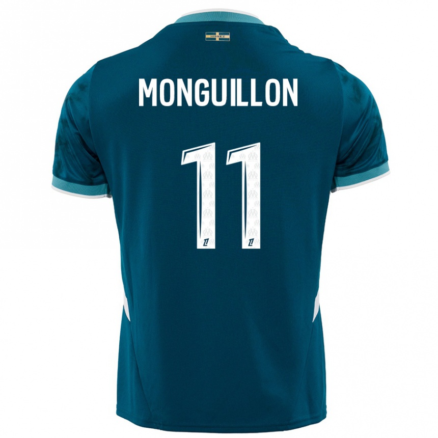 נשים כדורגל Coralie Monguillon #11 כחול טורקיז הרחק ג'רזי 2024/25