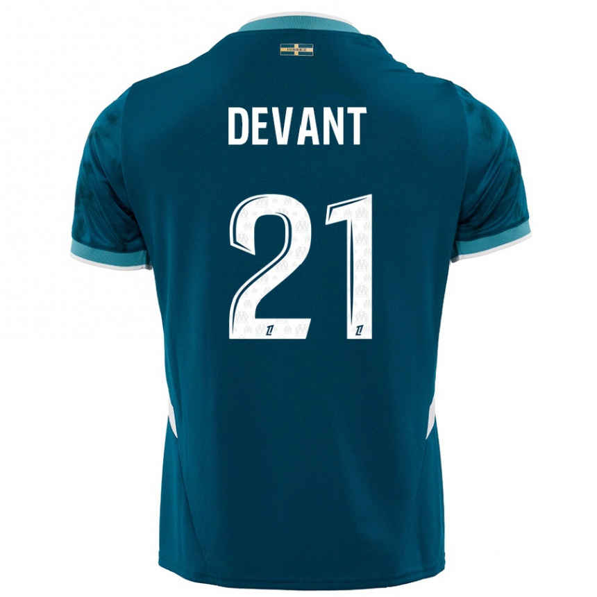 נשים כדורגל Caroline Devant #21 כחול טורקיז הרחק ג'רזי 2024/25
