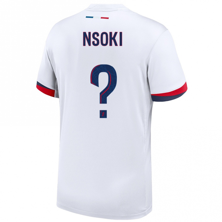 נשים כדורגל Noah Nsoki #0 לבן כחול אדום הרחק ג'רזי 2024/25