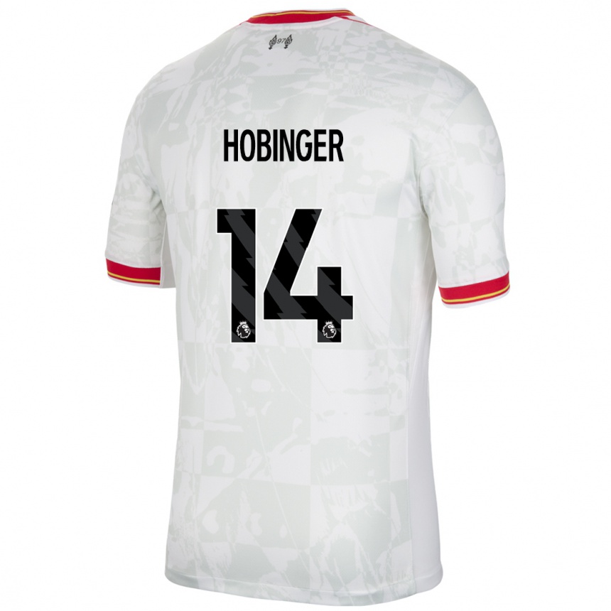 נשים כדורגל Marie Höbinger #14 לבן אדום שחור ג'רזי קיט שלישי 2024/25