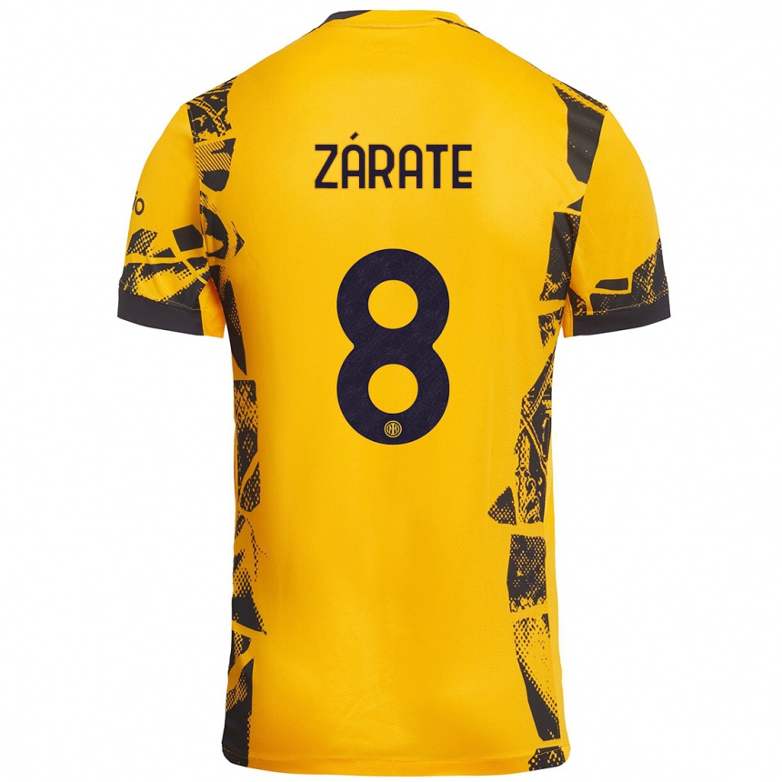 נשים כדורגל Dilan Zárate #8 זהב שחור ג'רזי קיט שלישי 2024/25