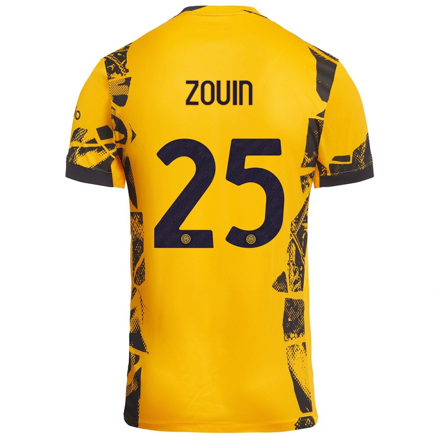 נשים כדורגל Aymen Zouin #25 זהב שחור ג'רזי קיט שלישי 2024/25