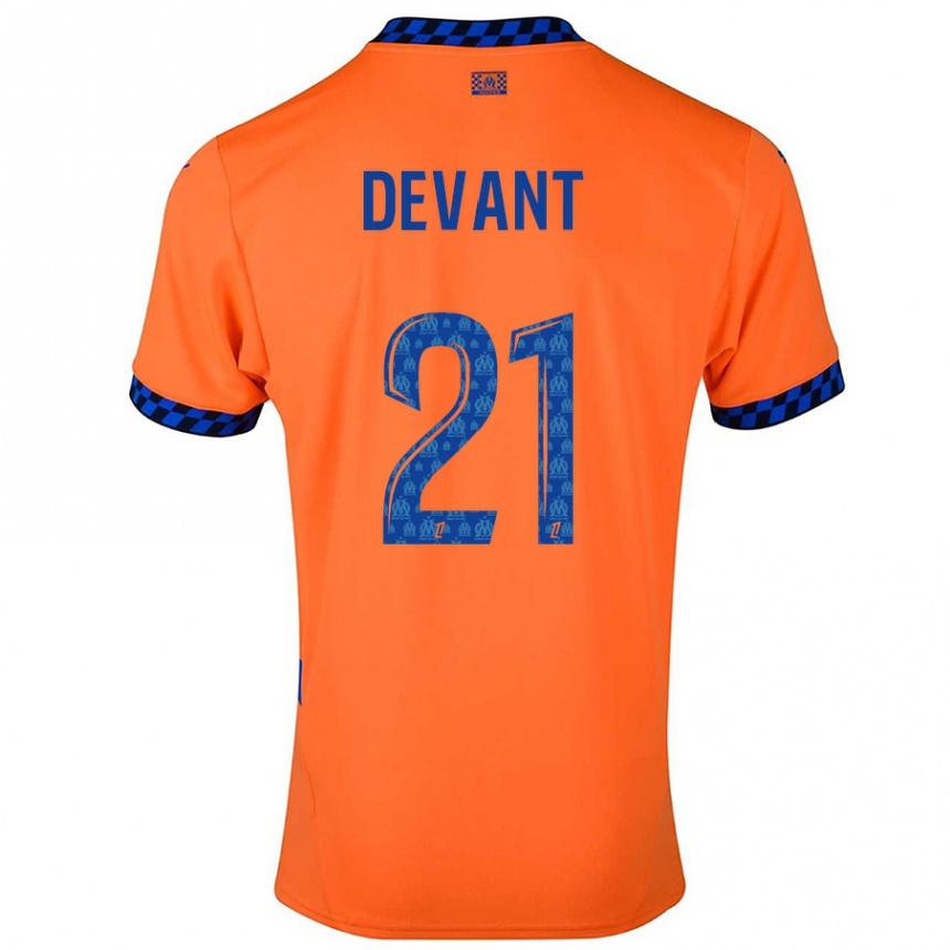נשים כדורגל Caroline Devant #21 כתום כחול כהה ג'רזי קיט שלישי 2024/25