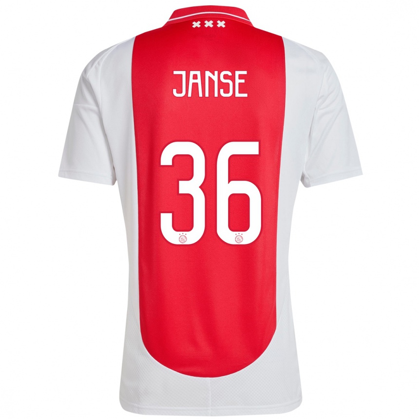 ילדים כדורגל Dies Janse #36 אדום לבן ג'רזי ביתית 2024/25
