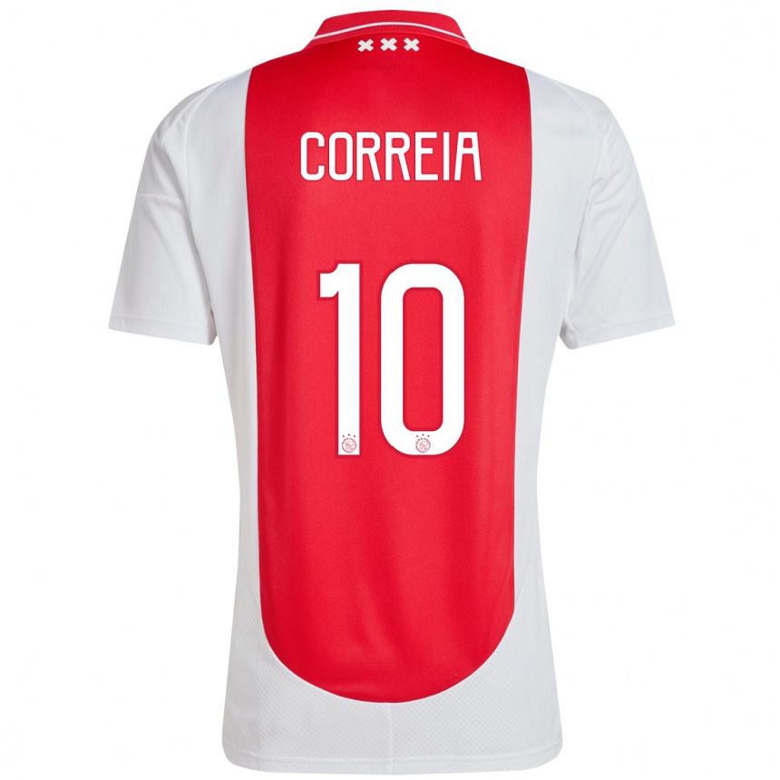 ילדים כדורגל Tim Correia #10 אדום לבן ג'רזי ביתית 2024/25