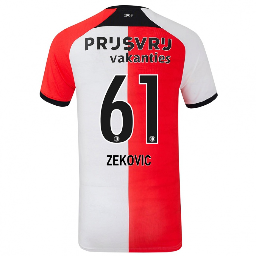 ילדים כדורגל Aleks Zekovic #61 אדום לבן ג'רזי ביתית 2024/25