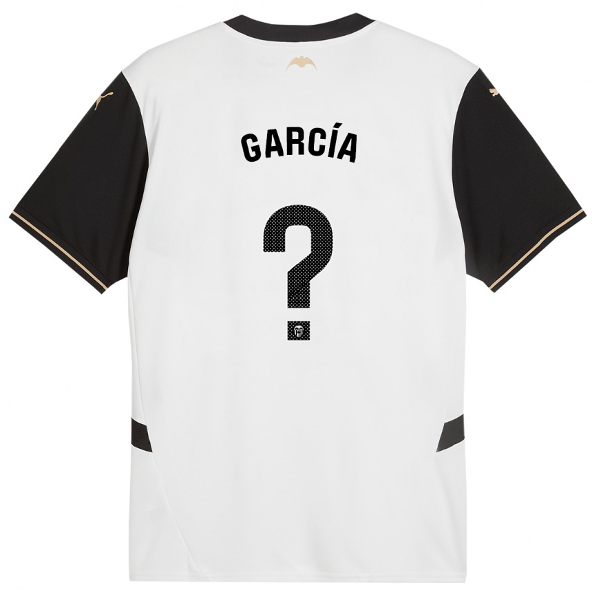 ילדים כדורגל Víctor García #0 לבן שחור ג'רזי ביתית 2024/25
