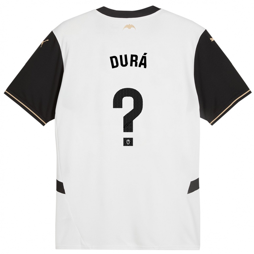 ילדים כדורגל Jaume Durá #0 לבן שחור ג'רזי ביתית 2024/25