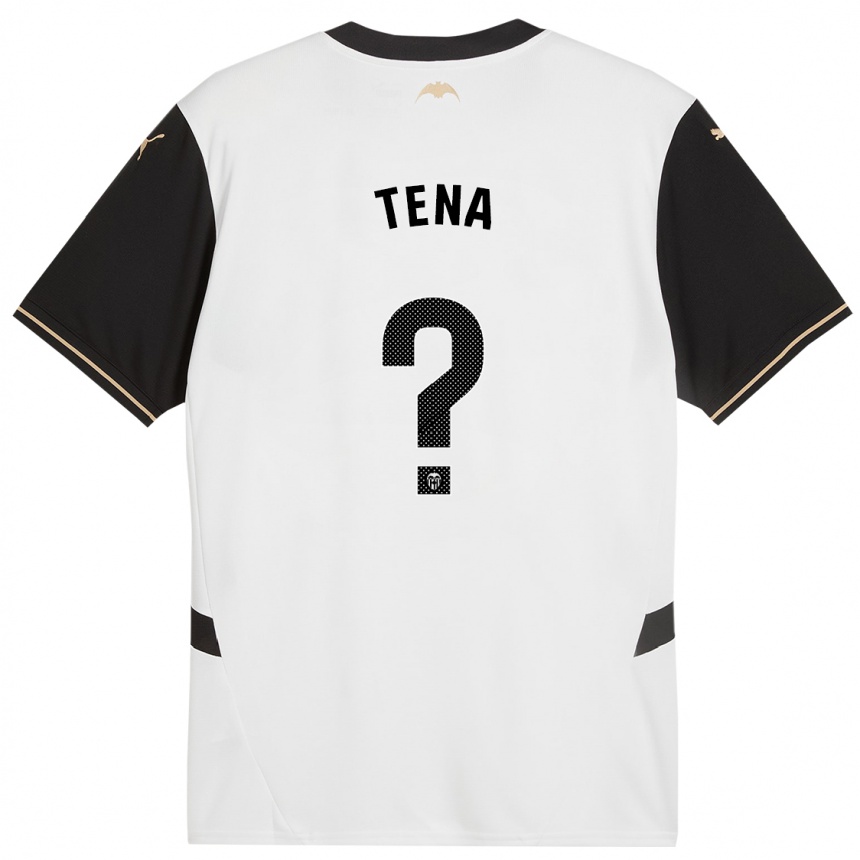 ילדים כדורגל Javier Tena #0 לבן שחור ג'רזי ביתית 2024/25