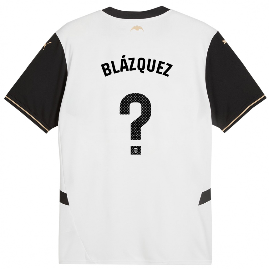 ילדים כדורגל Aimar Blázquez #0 לבן שחור ג'רזי ביתית 2024/25