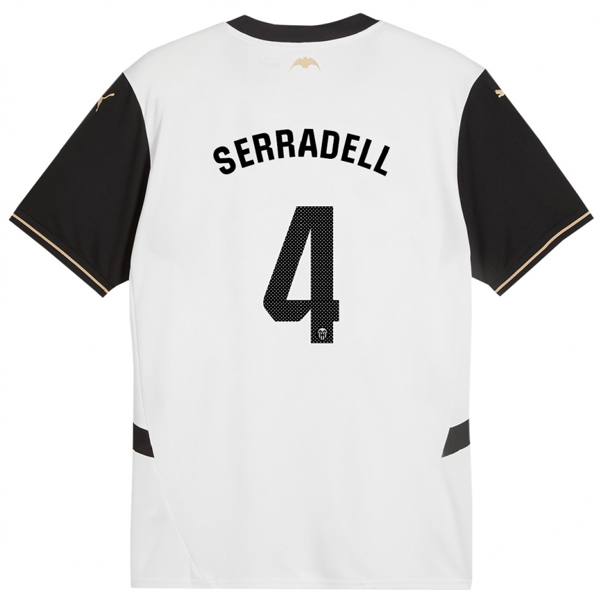 ילדים כדורגל Álex Serradell #4 לבן שחור ג'רזי ביתית 2024/25