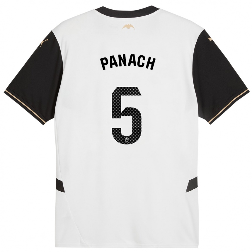ילדים כדורגל Alejandro Panach #5 לבן שחור ג'רזי ביתית 2024/25