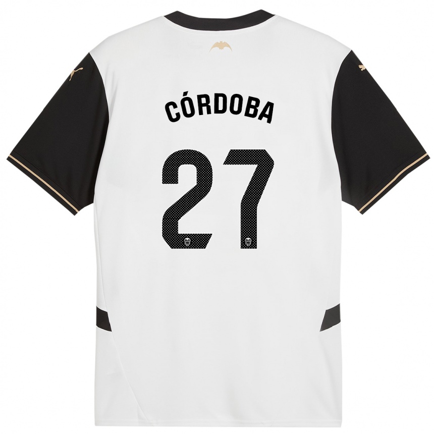 ילדים כדורגל Iker Córdoba #27 לבן שחור ג'רזי ביתית 2024/25
